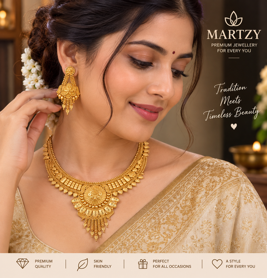 Zarika Antique Finish Designer Necklace Set for Women with Matching Earrings for Women
