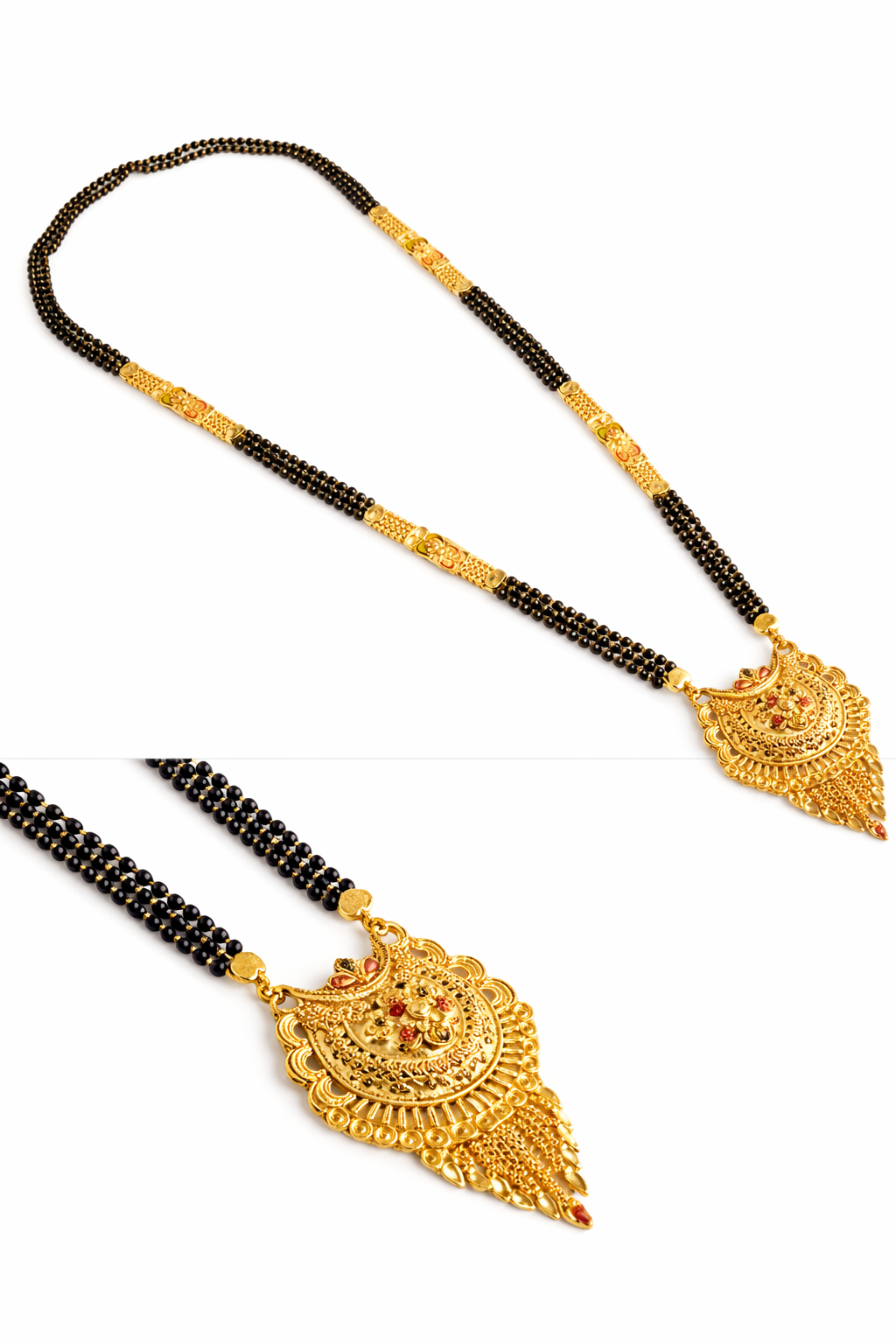 Gold Plated Designer Mangalsutra for Women | Traditional Black Beads Necklace
