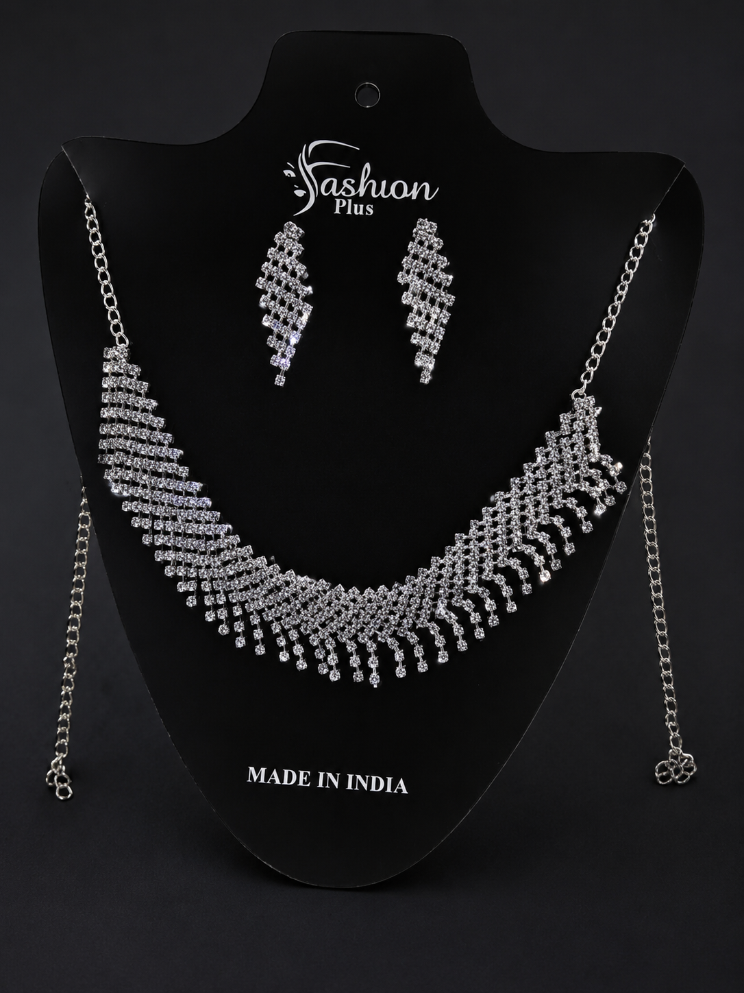 Martzy Royal Crystal Cascade Necklace Set with Earrings for Women