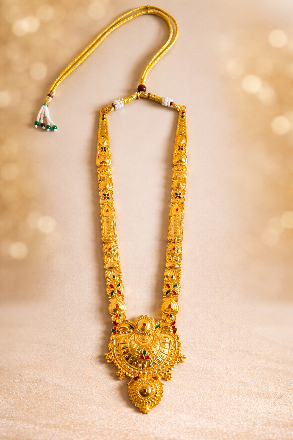 Royal Maharani Gold Plated Long Necklace Set with Earrings