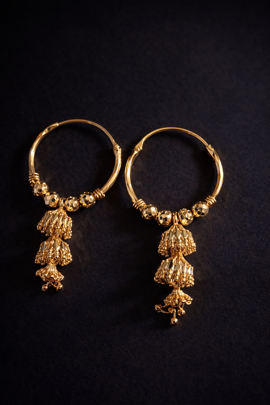 Gold Plated Hoop Jhumka Earrings for Women | Party Wear