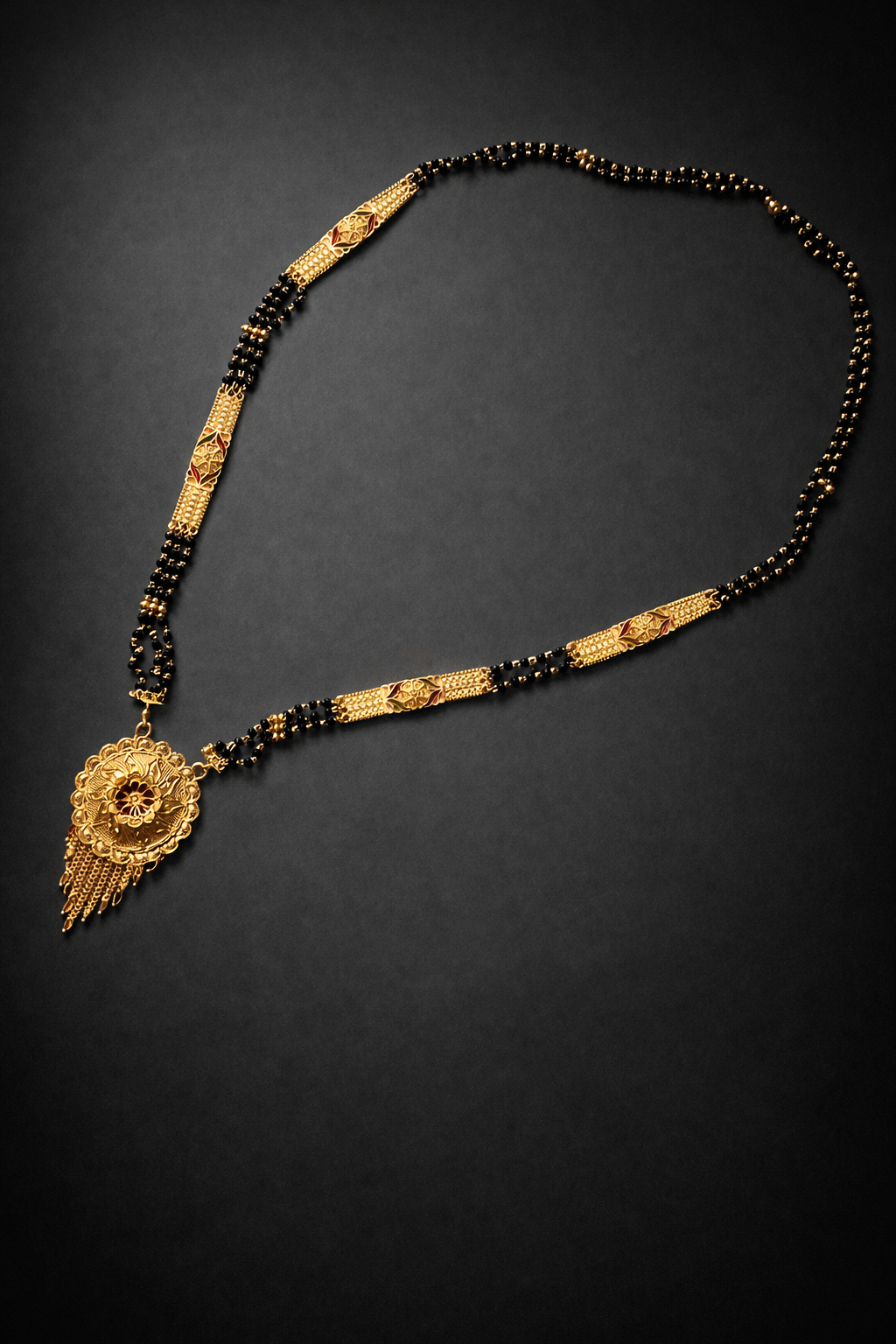 Gold Plated Designer Mangalsutra for Women | Traditional Black Beads Necklace