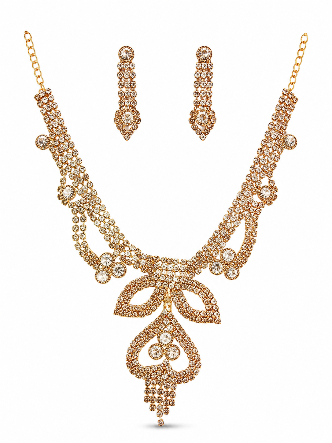 Martzy Crystal Heart Royale Necklace Set with Earrings for Women