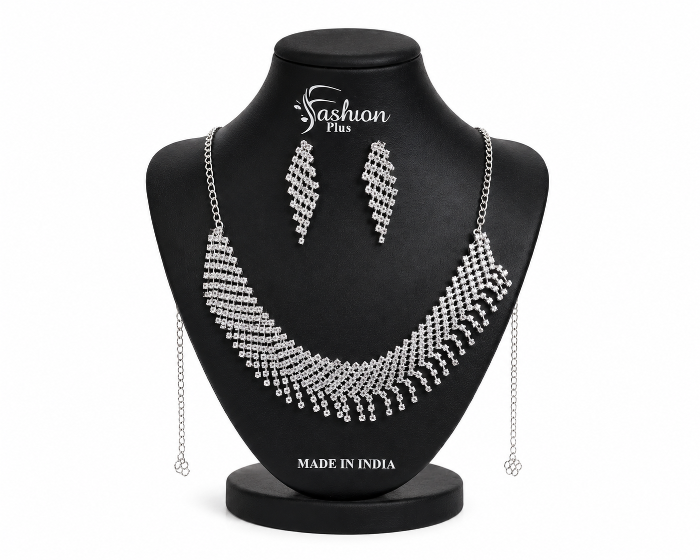 Martzy Royal Crystal Cascade Necklace Set with Earrings for Women