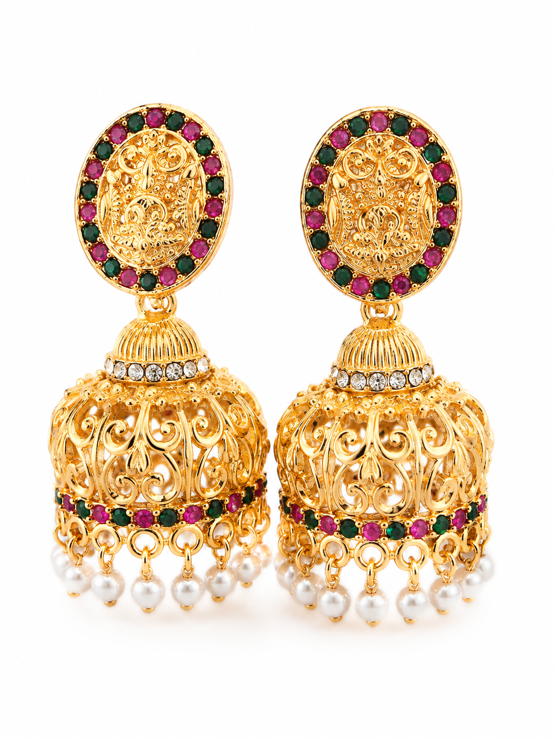 Martzy Royal Lakshmi Temple Pearl Jhumka Earrings for Women