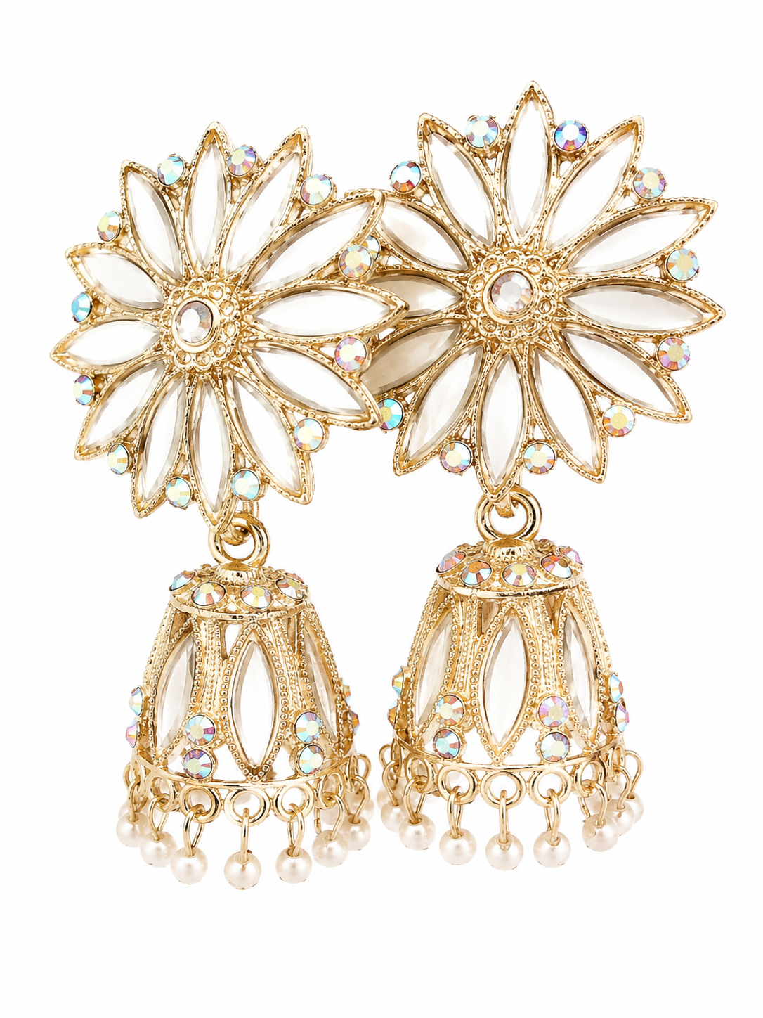 Martzy Royal Mirror Bloom Jhumka Earrings for Women