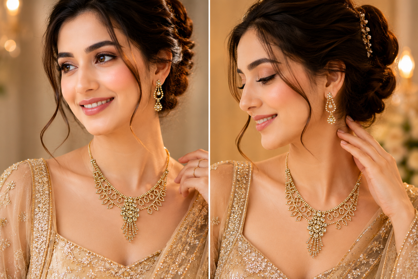 Martzy Royal Crystal Bloom Necklace Set with Earrings