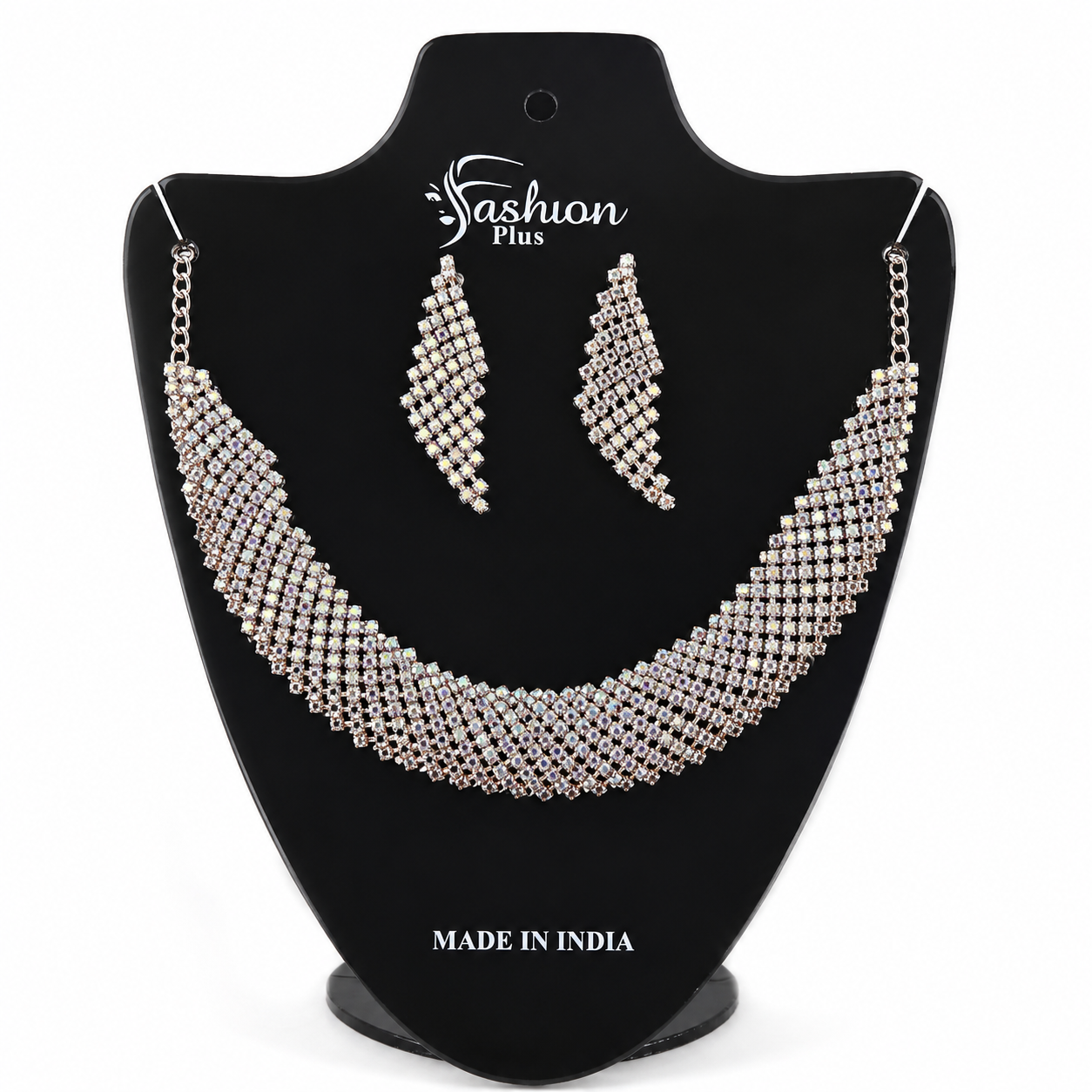Martzy Aurora Crystal Silver Necklace Set with Earrings