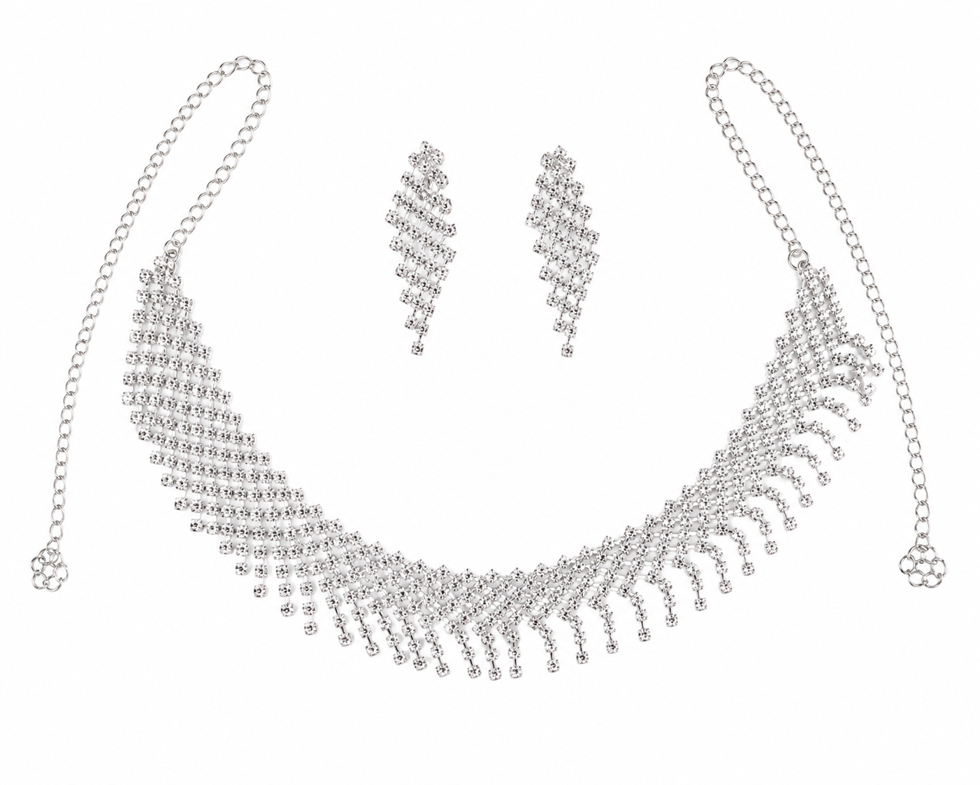 Martzy Royal Crystal Cascade Necklace Set with Earrings for Women