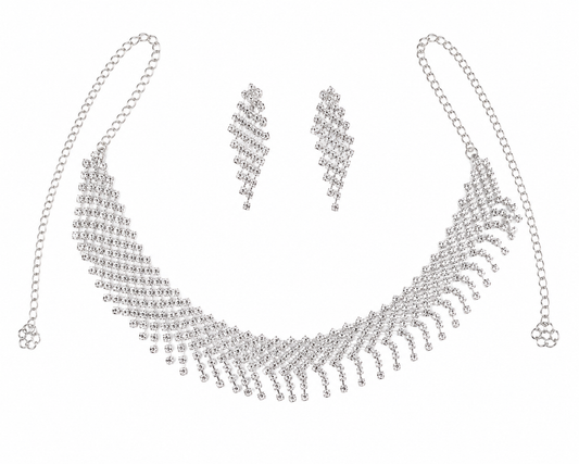 Martzy Royal Crystal Cascade Necklace Set with Earrings for Women