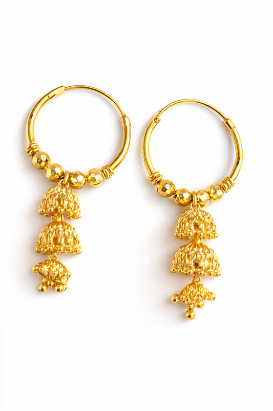 Gold Plated Hoop Jhumka Earrings for Women | Party Wear