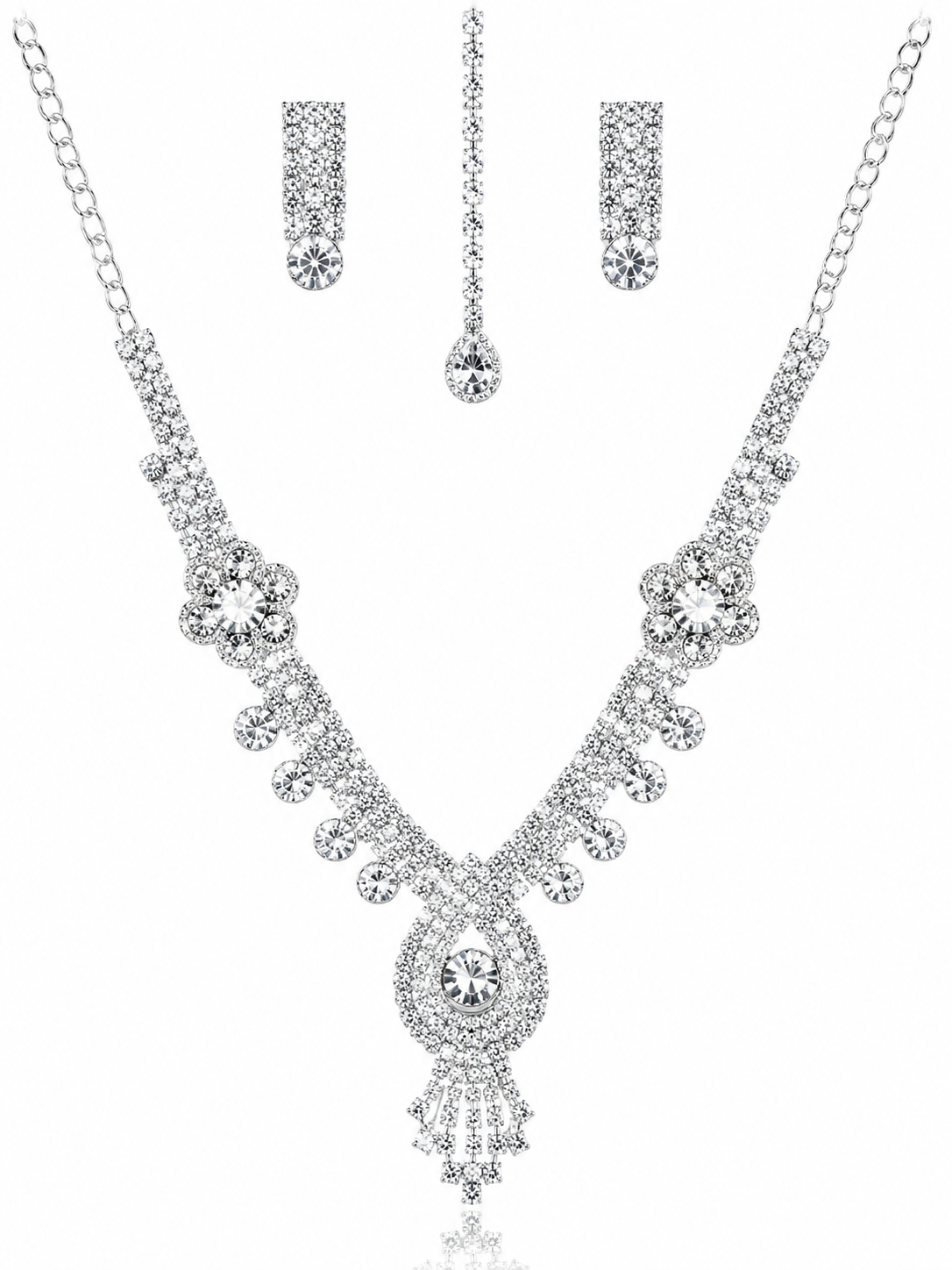Martzy Crystal Blossom Royale Necklace Set with Earrings for Women