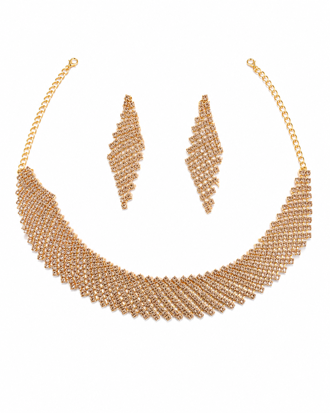 Martzy Rose Gold Crystal Necklace Set with Earrings for Women