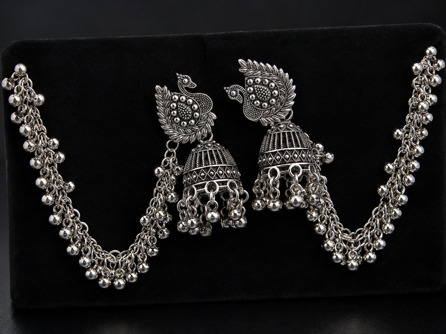 Martzy Royal Peacock Oxidised Jhumka