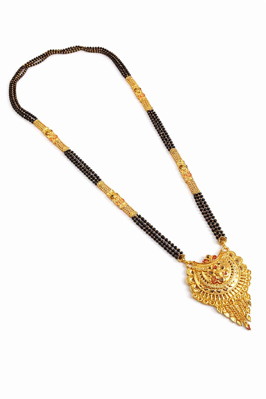 Gold Plated Designer Mangalsutra for Women | Traditional Black Beads Necklace