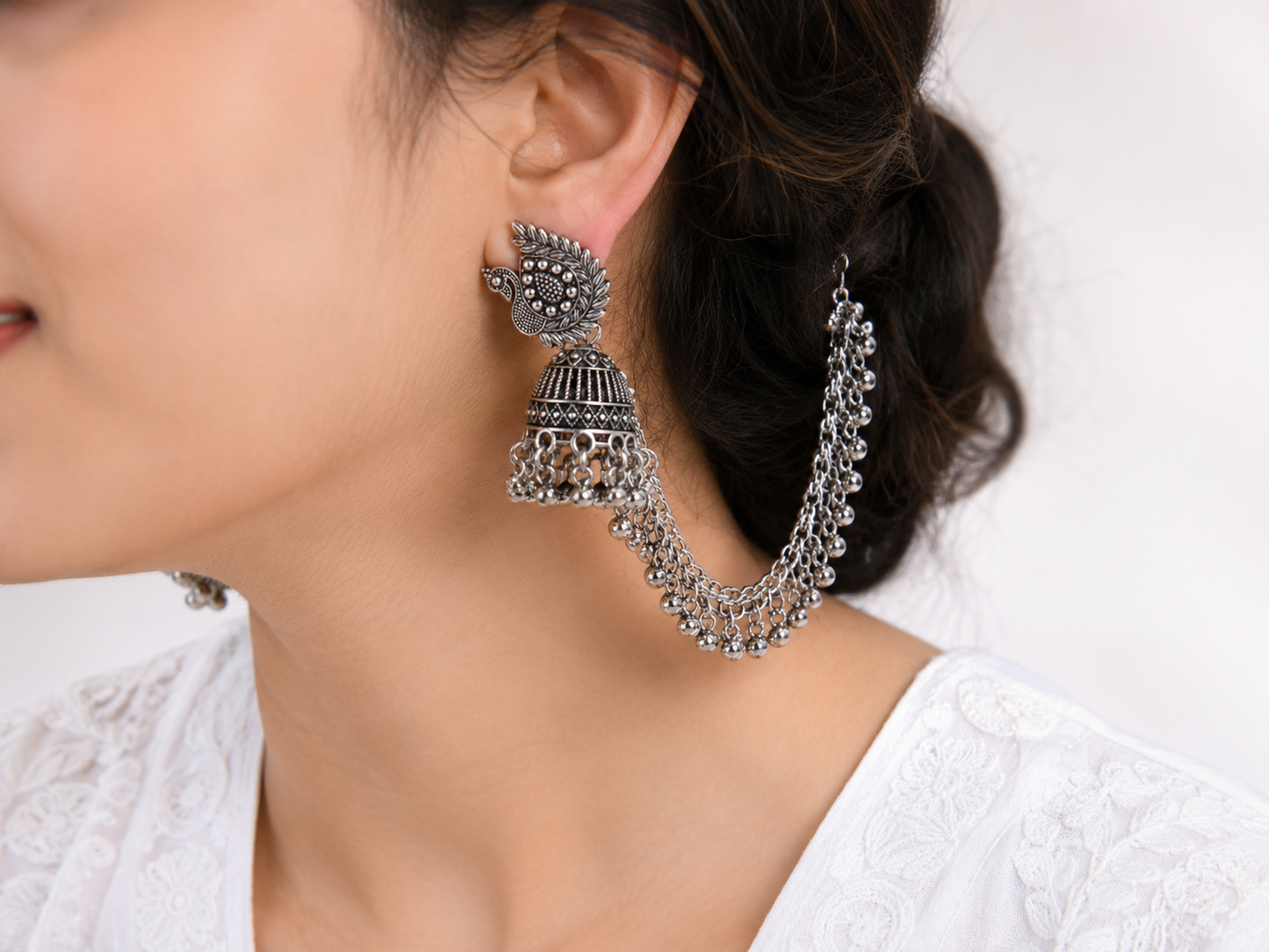 Martzy Royal Peacock Oxidised Jhumka