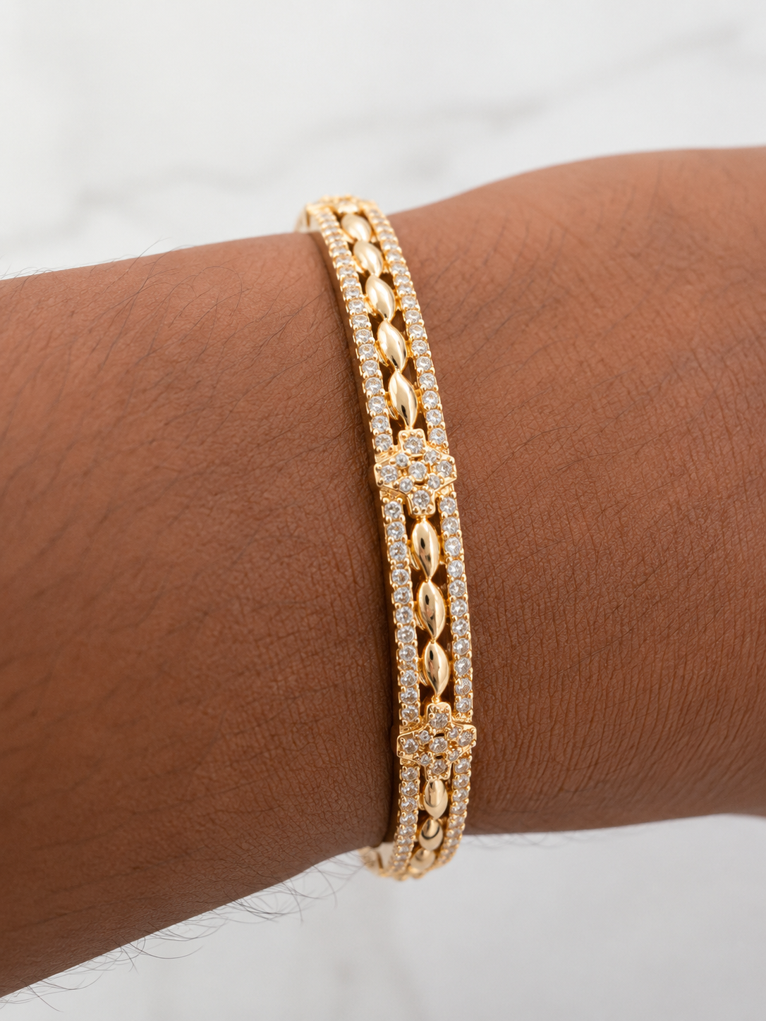 Martzy Royal Crystal Gold Plated Kada Bracelet for Women