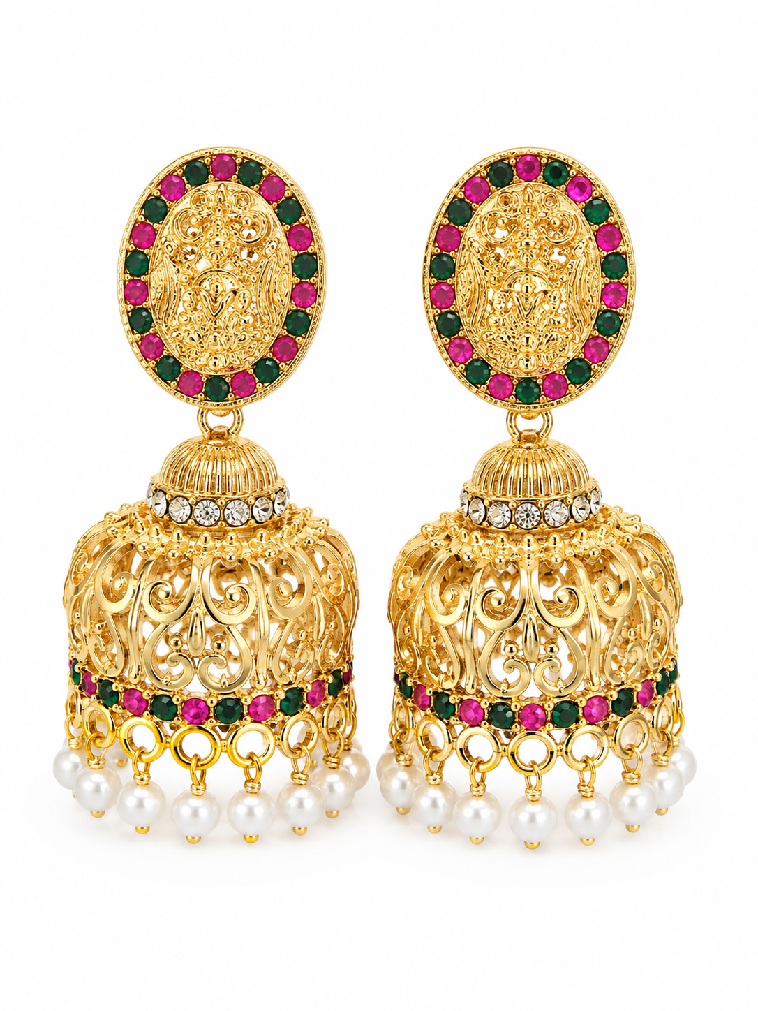 Martzy Royal Lakshmi Temple Pearl Jhumka Earrings for Women