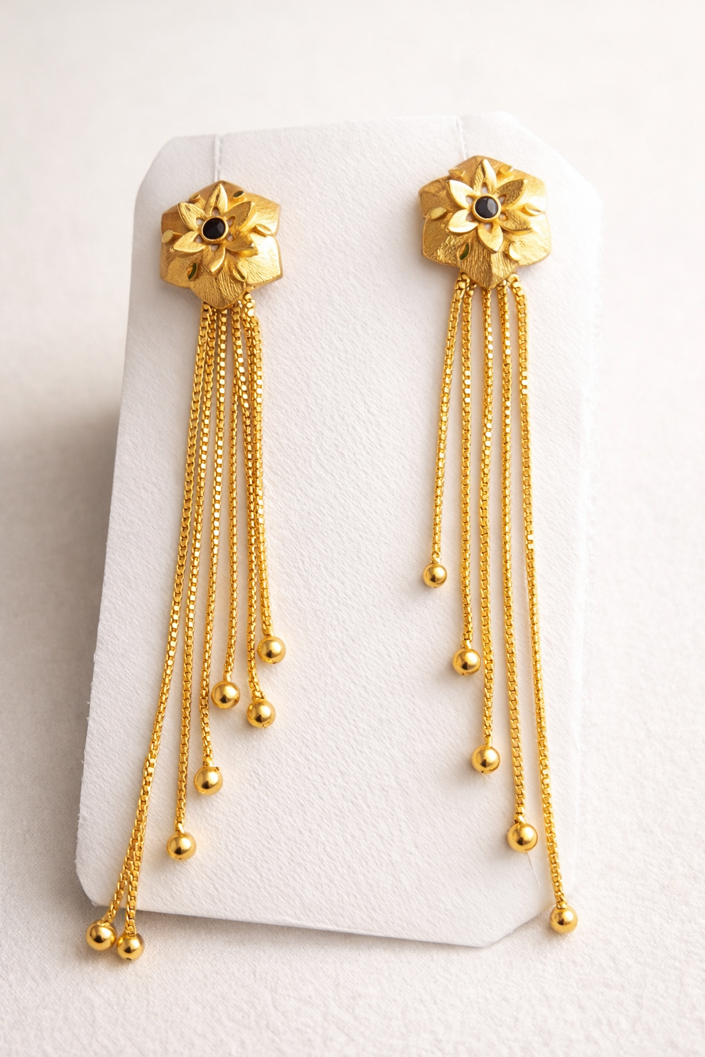 Premium Gold Plated Floral Long Chain Earrings for Women