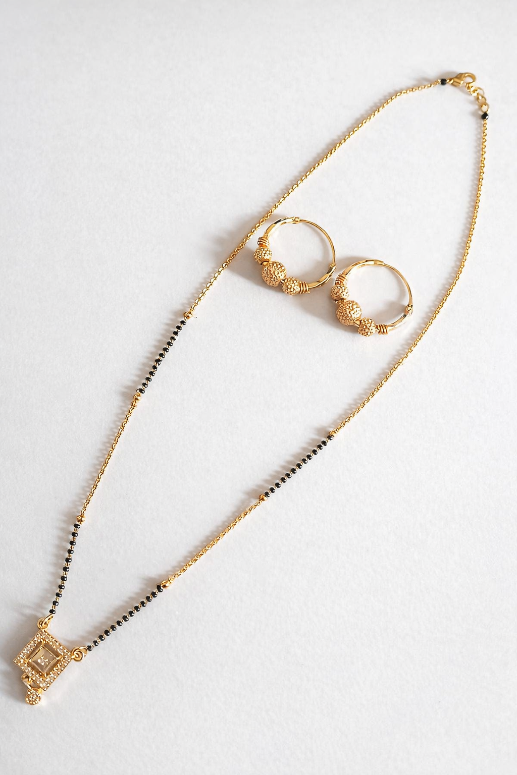 Gold Plated Mangalsutra Set with Earrings for Women | Party Wear