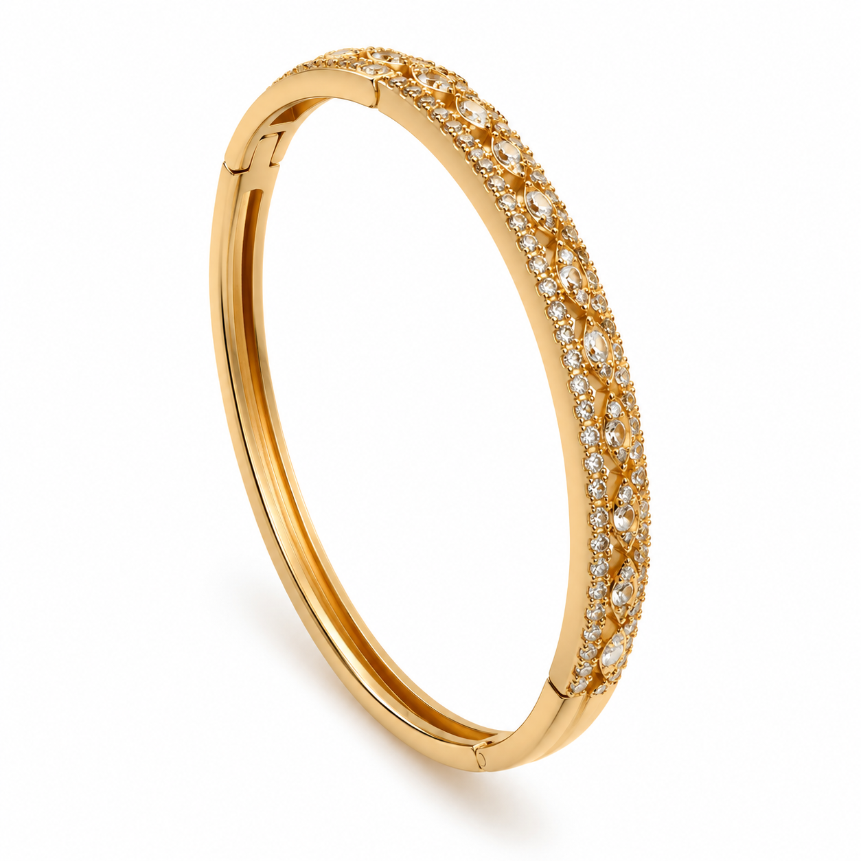Martzy Royal Crystal Gold Plated Kada Bracelet for Women
