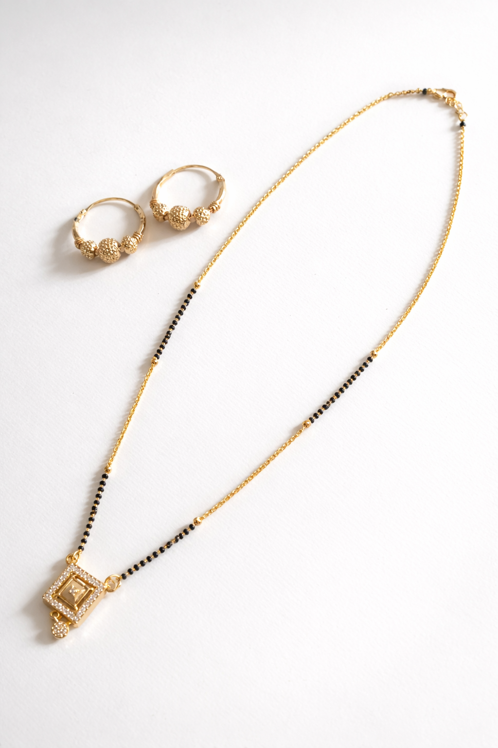 Gold Plated Mangalsutra Set with Earrings for Women | Party Wear