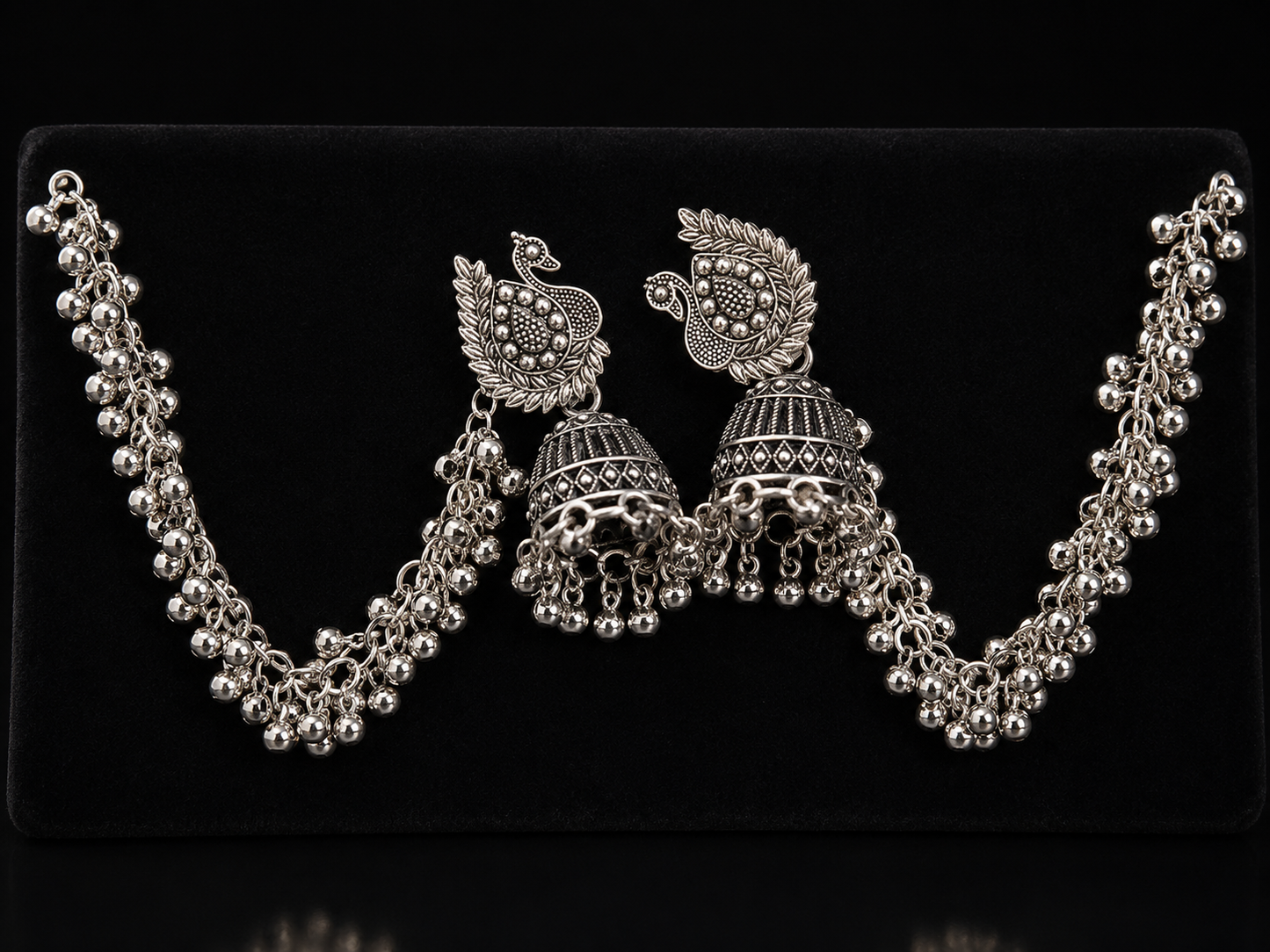 Martzy Royal Peacock Oxidised Jhumka