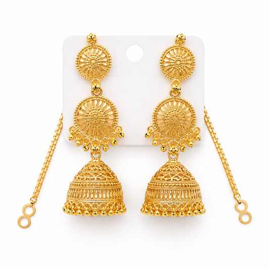 Martzy Royal Sunburst Gold Jhumka Earrings for Women
