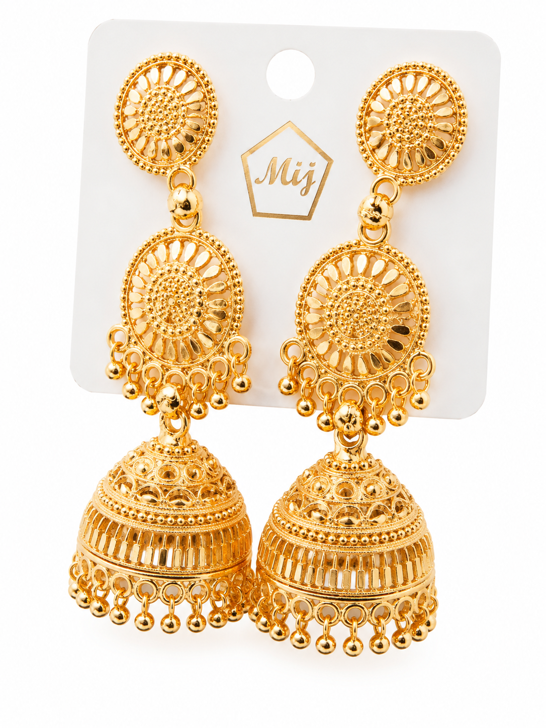 Martzy Royal Sunburst Gold Jhumka Earrings for Women