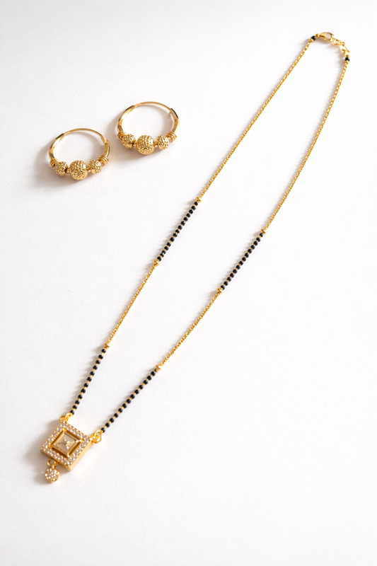 Gold Plated Mangalsutra Set with Earrings for Women | Party Wear