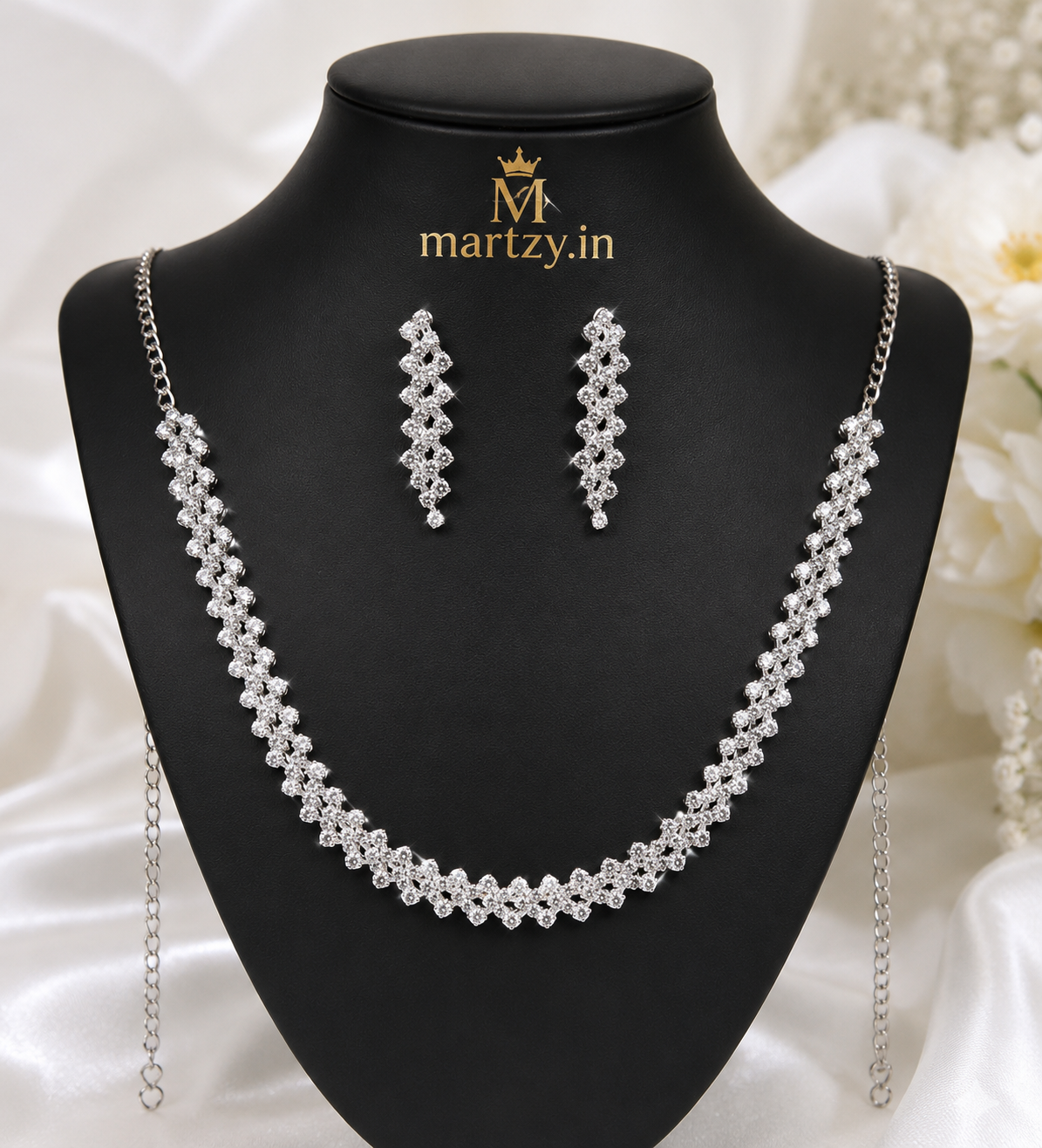 Martzy Crystal Vine Necklace Set with Earrings for Women