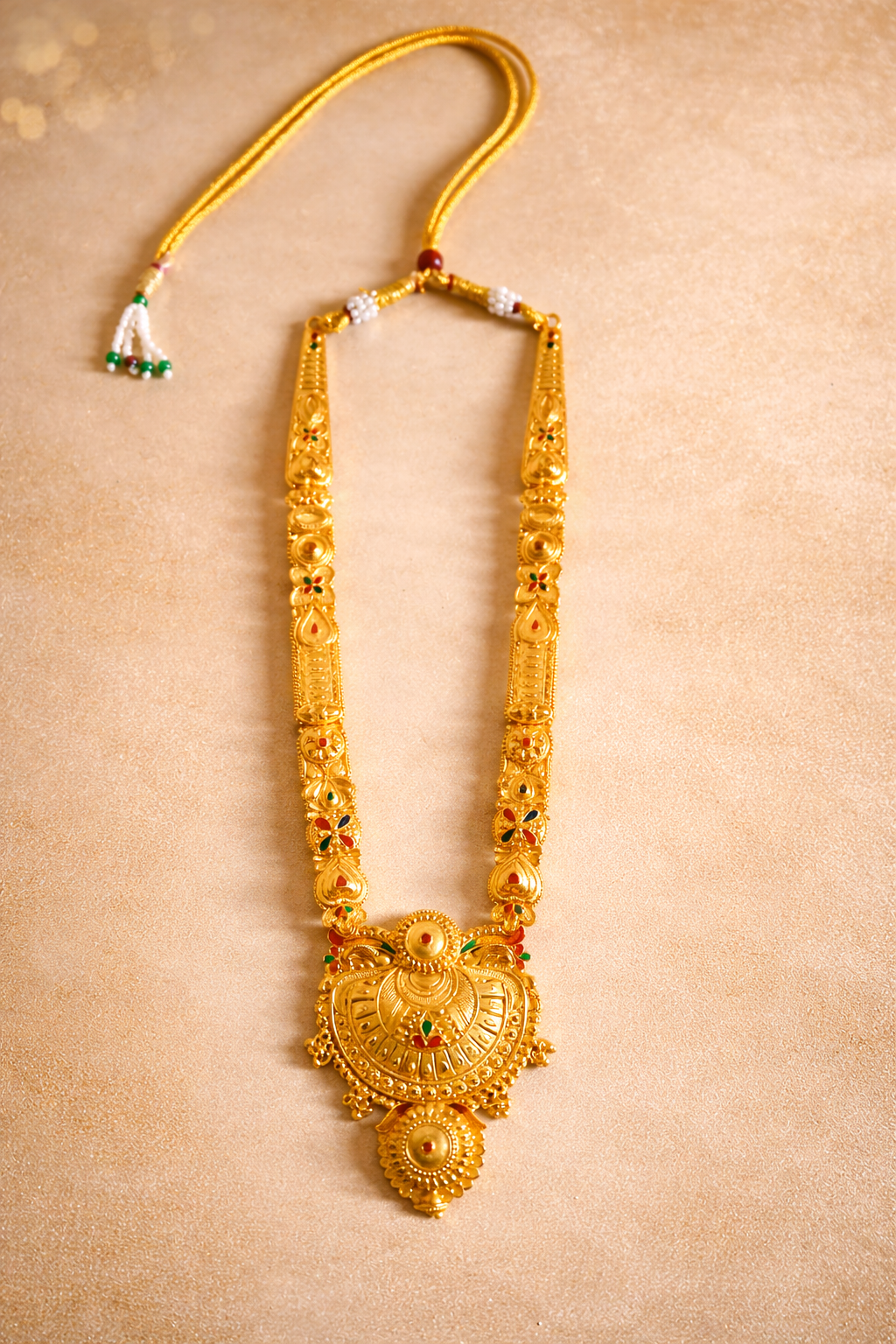 Royal Maharani Gold Plated Long Necklace Set with Earrings