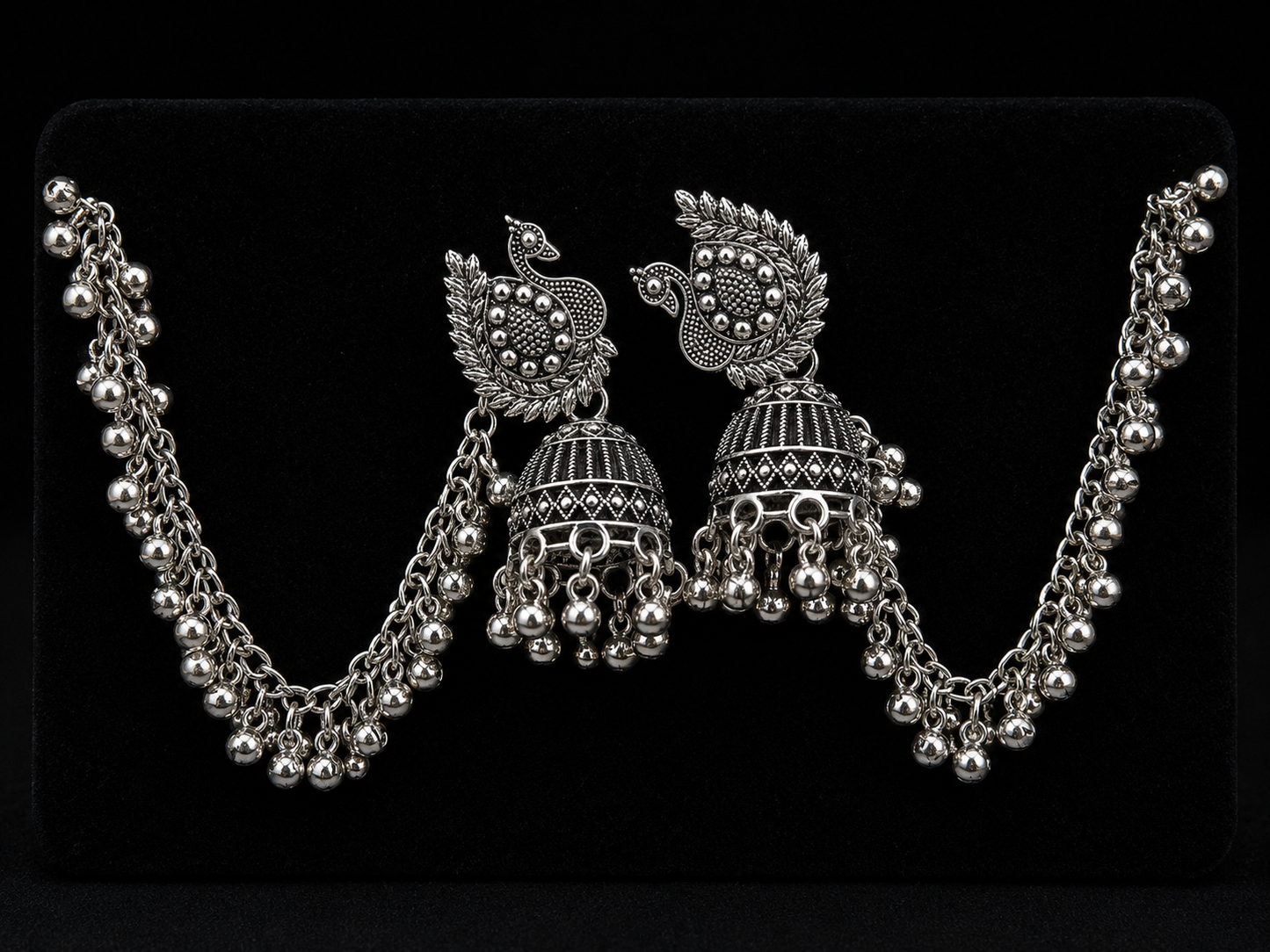 Martzy Royal Peacock Oxidised Jhumka