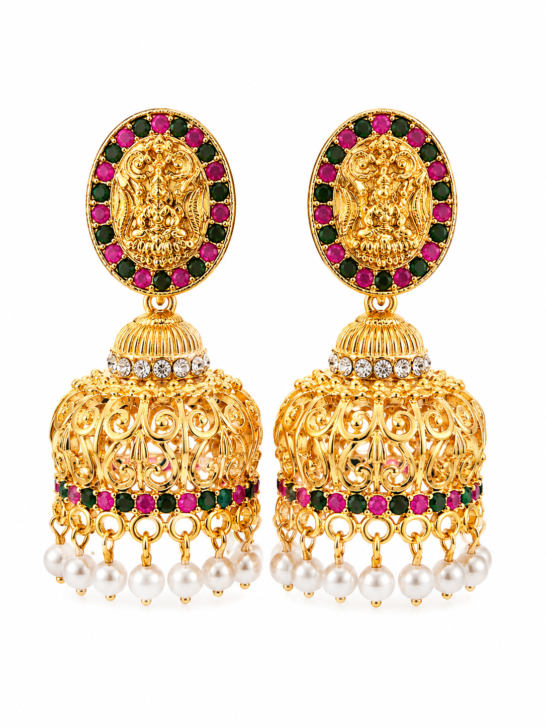 Martzy Royal Lakshmi Temple Pearl Jhumka Earrings for Women