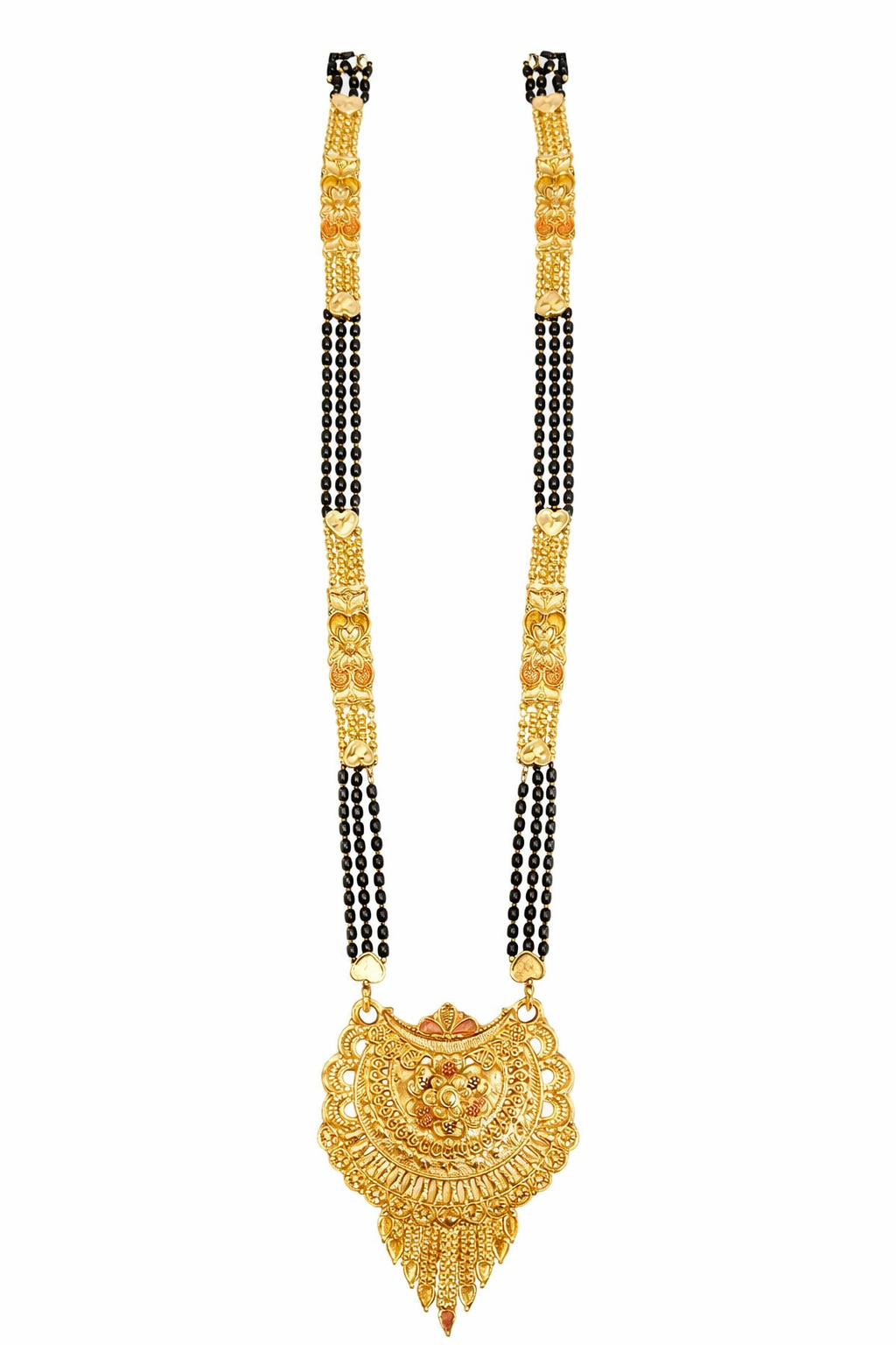 Gold Plated Designer Mangalsutra for Women | Traditional Black Beads Necklace