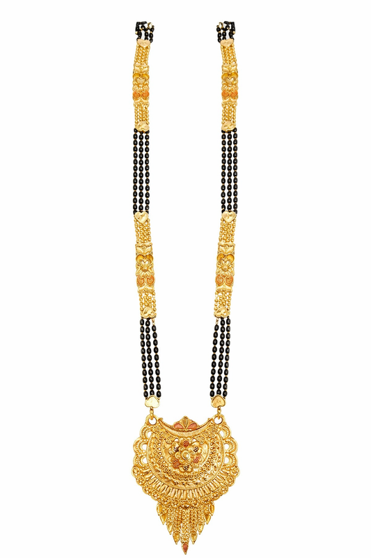 Gold Plated Designer Mangalsutra for Women | Traditional Black Beads Necklace