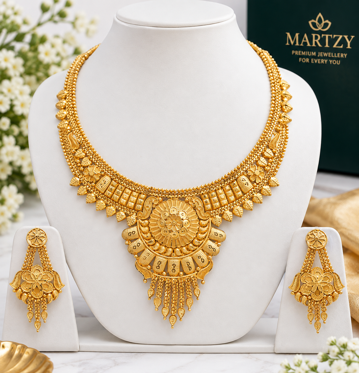 Zarika Antique Finish Designer Necklace Set for Women with Matching Earrings for Women