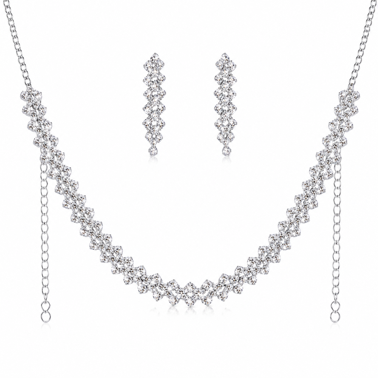 Martzy Crystal Vine Necklace Set with Earrings for Women