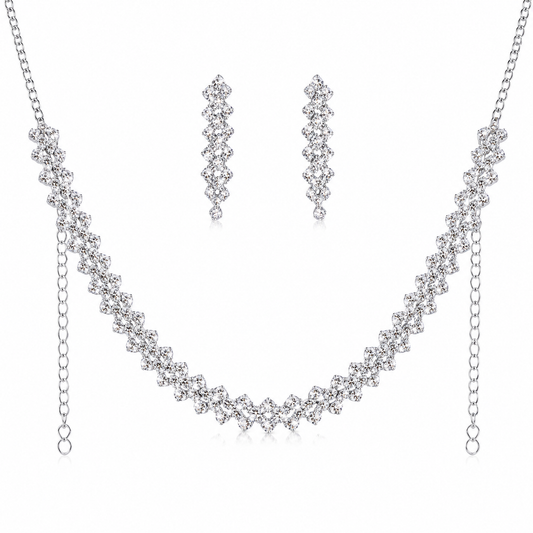 Martzy Crystal Vine Necklace Set with Earrings for Women