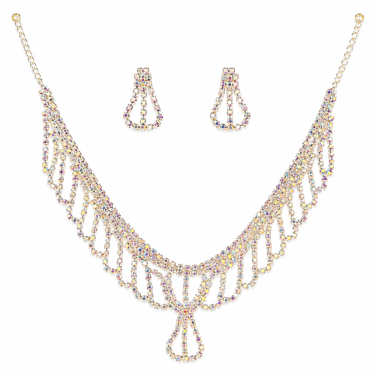 Martzy Crystal Rhinestone Necklace Set with Earrings for Women