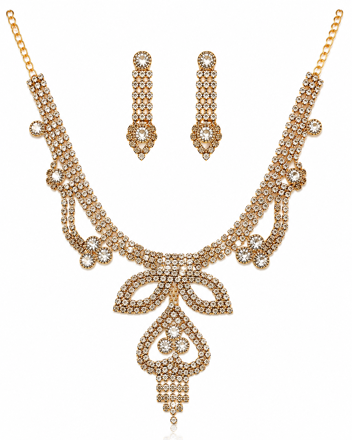 Martzy Crystal Heart Royale Necklace Set with Earrings for Women