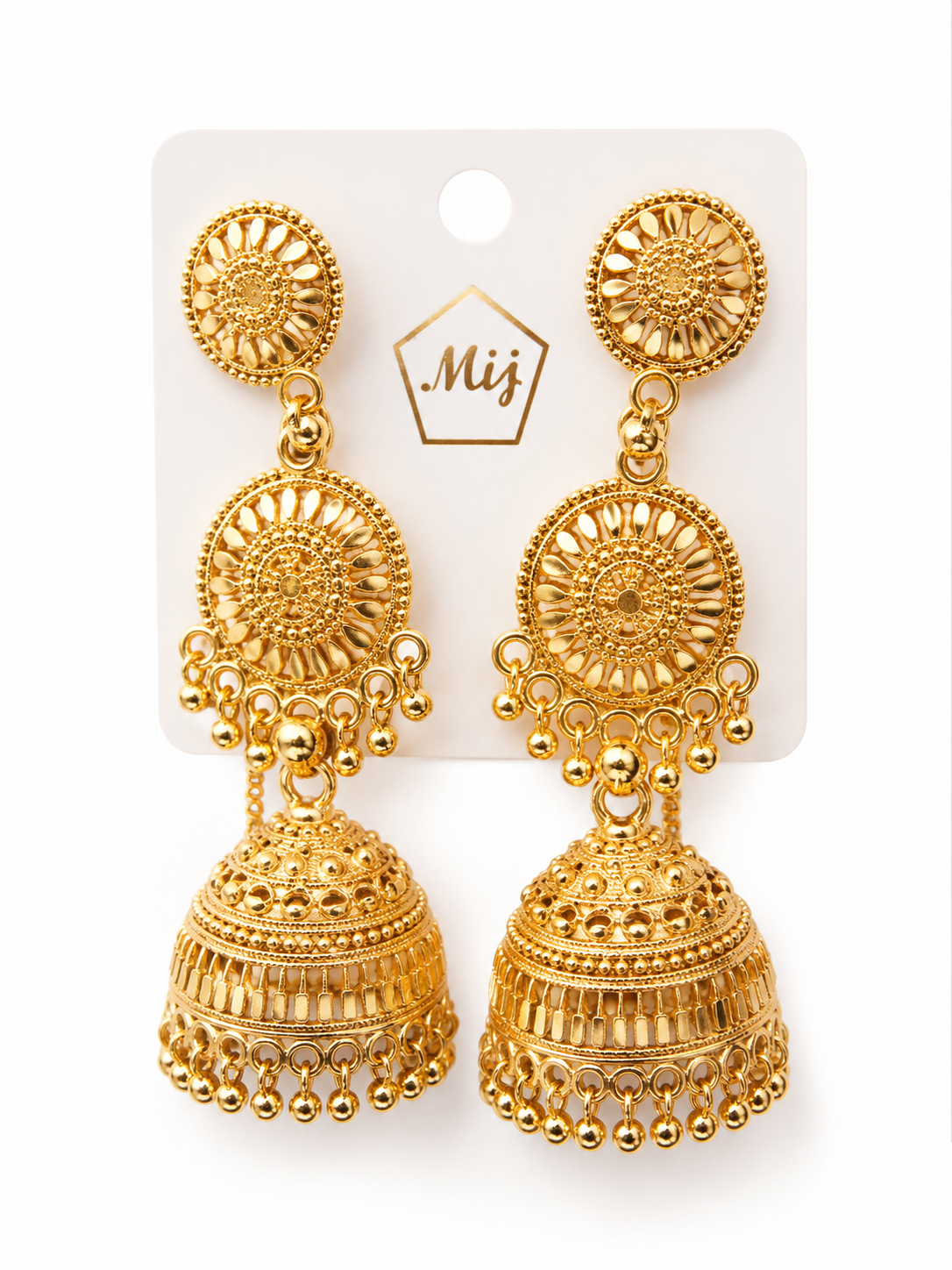 Martzy Royal Sunburst Gold Jhumka Earrings for Women