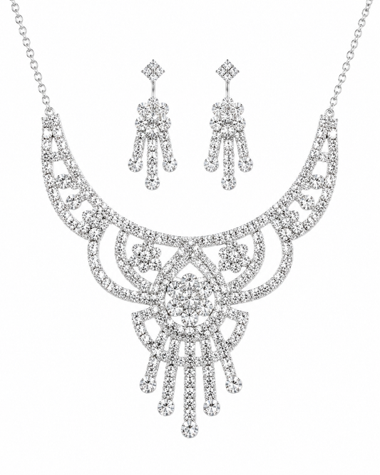 Martzy Royal Crystal Blossom Necklace Set for Women