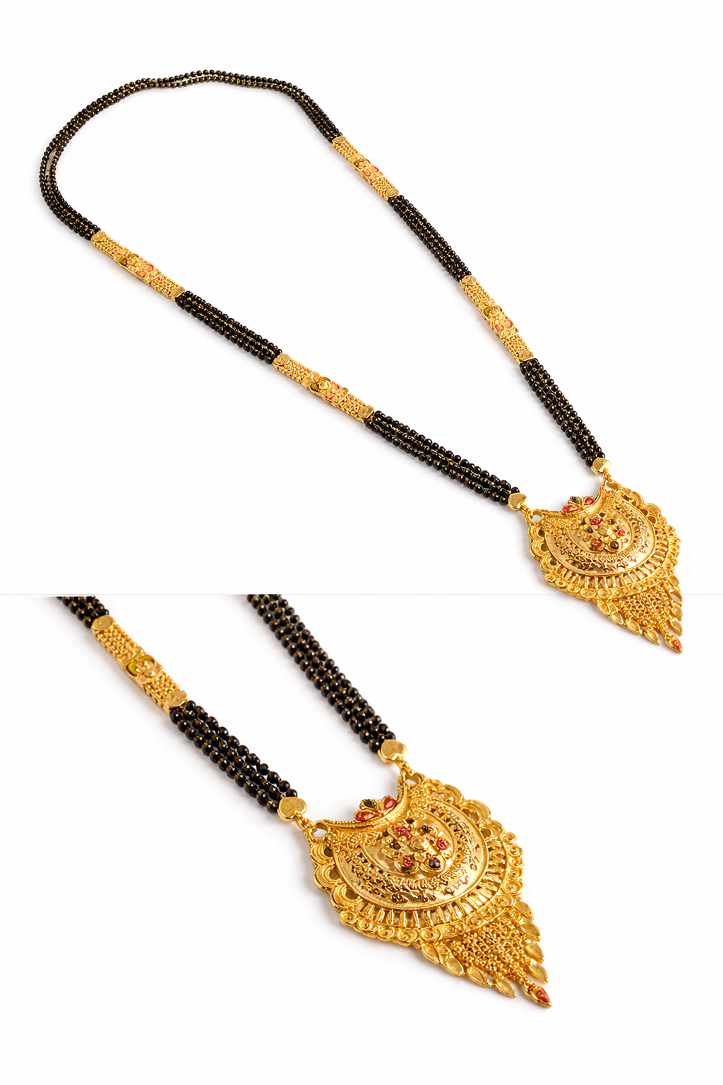 Gold Plated Designer Mangalsutra for Women | Traditional Black Beads Necklace