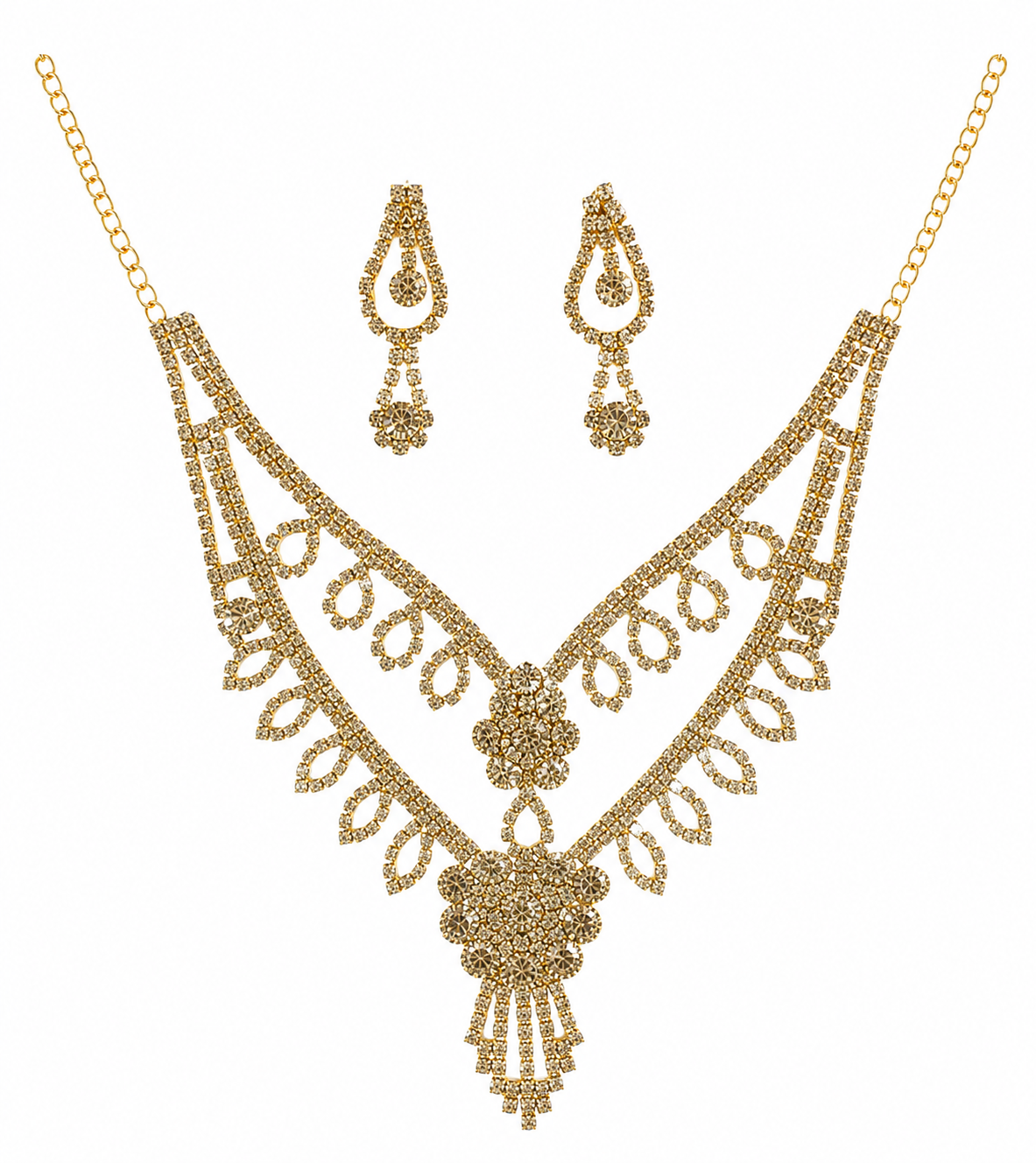 Martzy Royal Crystal Bloom Necklace Set with Earrings