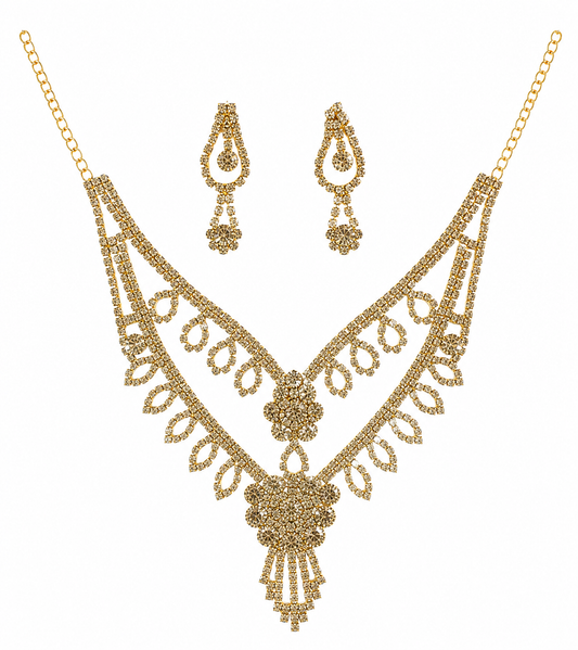 Martzy Royal Crystal Bloom Necklace Set with Earrings
