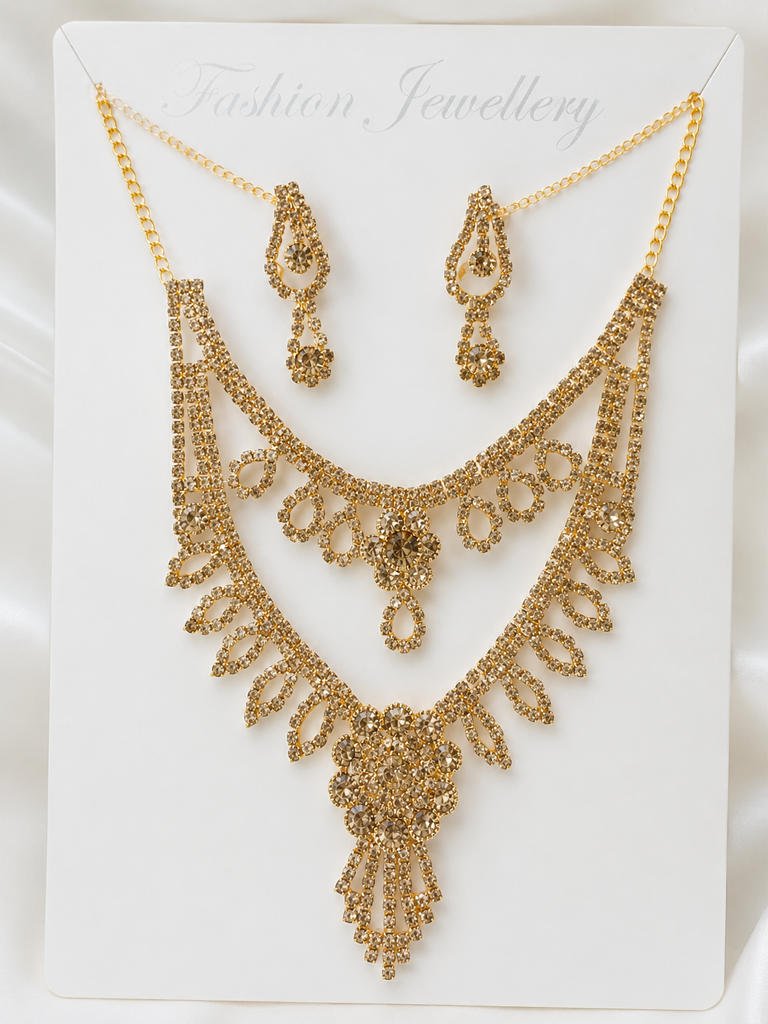 Martzy Royal Crystal Bloom Necklace Set with Earrings