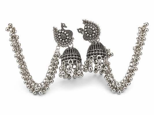 Martzy Royal Peacock Oxidised Jhumka