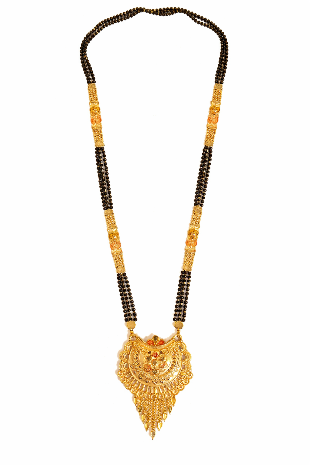 Gold Plated Designer Mangalsutra for Women | Traditional Black Beads Necklace